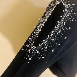 LIV Milano - Luscious - Beaded and sheer-armed black shirt